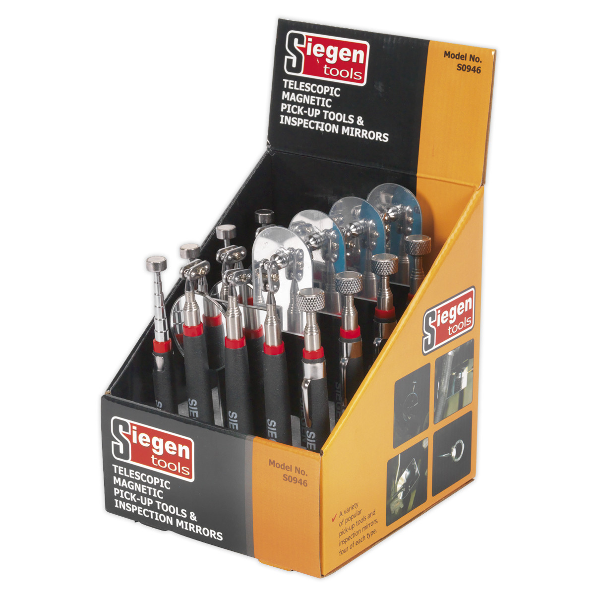 Sealey Telescopic Magnetic Pick-Up Tools & Inspection Mirrors – Box of 20 S0946