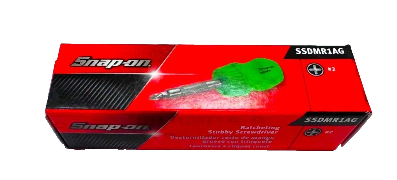 Snap-on Tools GREEN Stubby Hard Handle Ratcheting Screwdriver SSDMR1AG USA NEW