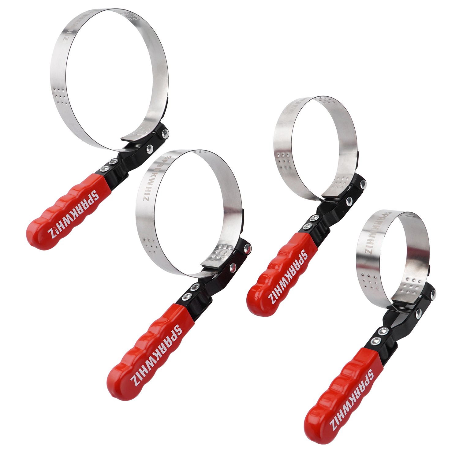 Set of 4 Swivel Oil Filter Wrench 2-3/4″ – 5-1/4″ 4 Size Oil Filter Strap Wrench