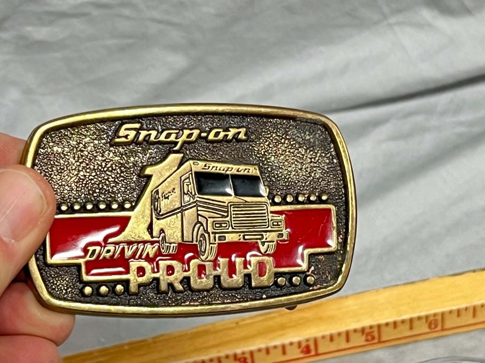 Vintage Snap-On Tools Drivin Proud Brass & 75th BELT BUCKLES Lot of 2
