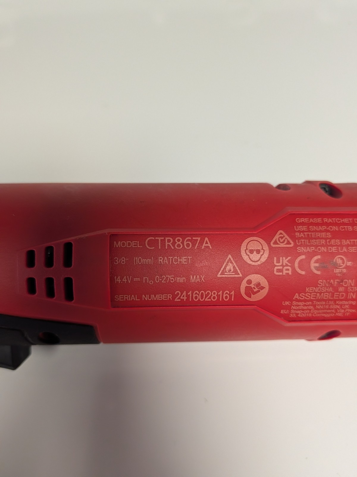 Snap-On 3/8 Drive Long Handle Electric Ratchet 14.4v CTR867A