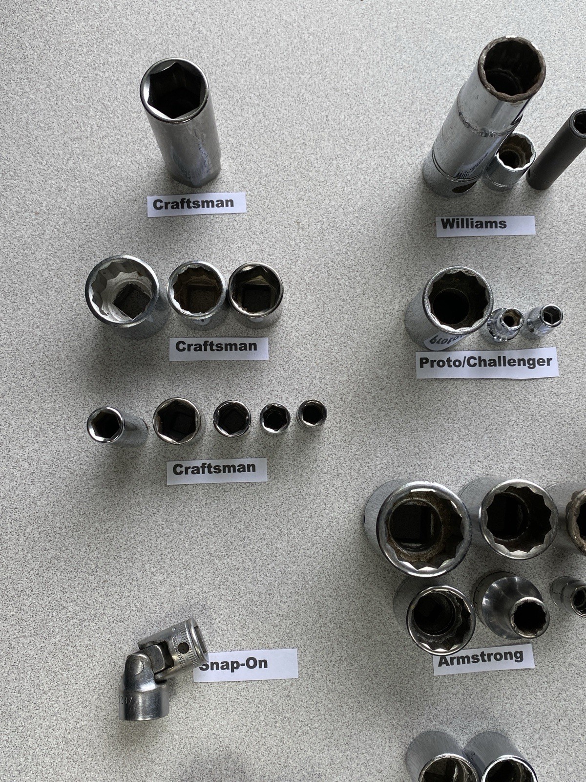 36 Pieces VTG Sockets Snap-on SK Proto Armstrong Williams Craftsman Extensions