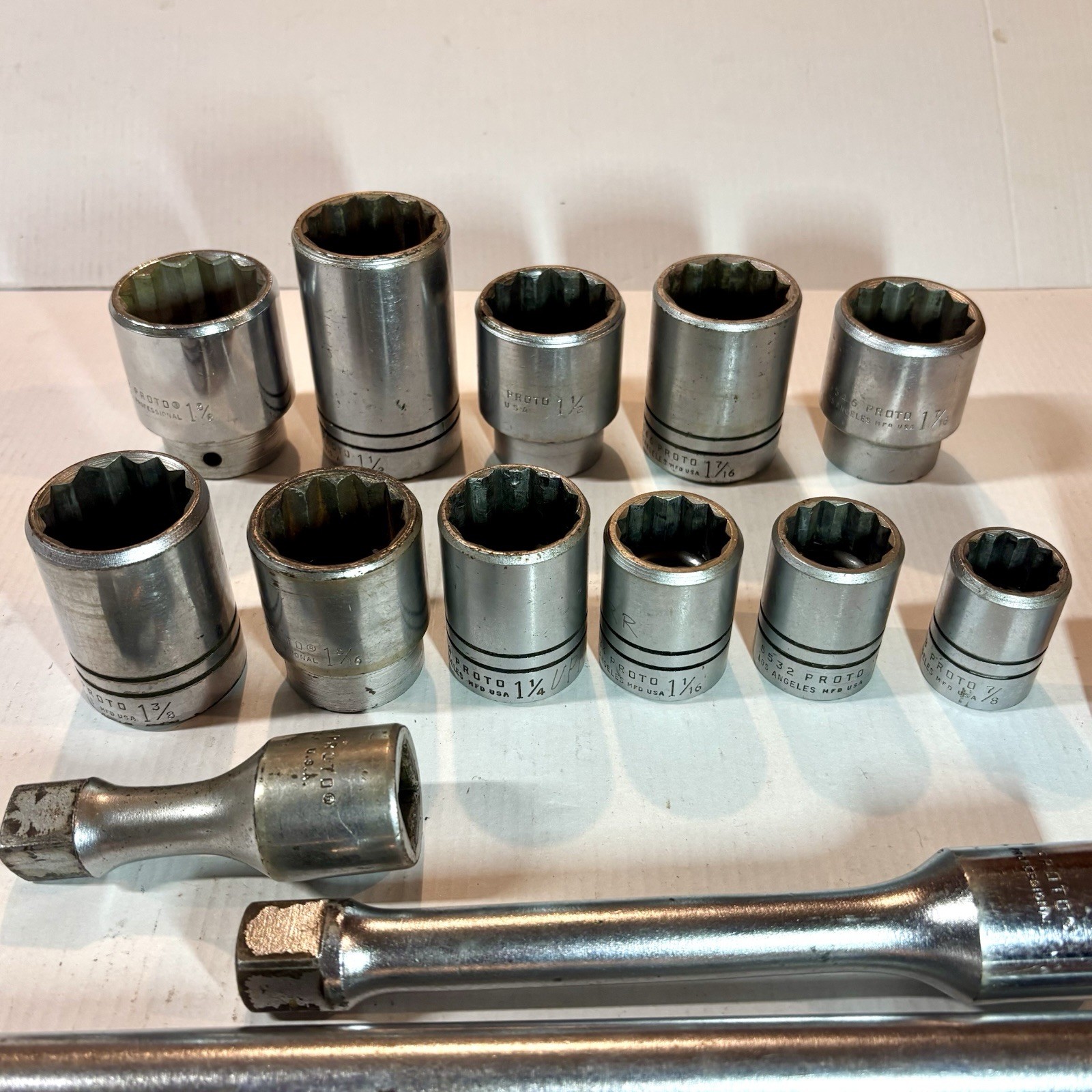 Proto 3/4” Drive 17 Piece Set Sockets Ratchet Extensions Adapters