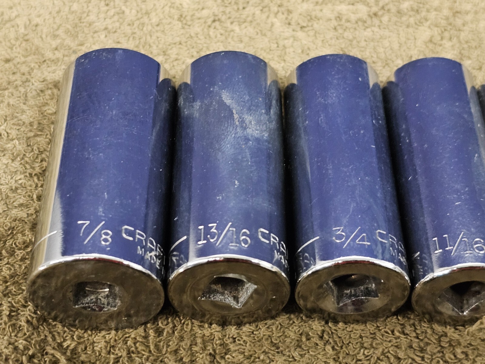 18 Craftsman G Deep Well Shallow Socket Set 7/8 3/4 5/8 1/2 Sae 3/8″ Drive USA