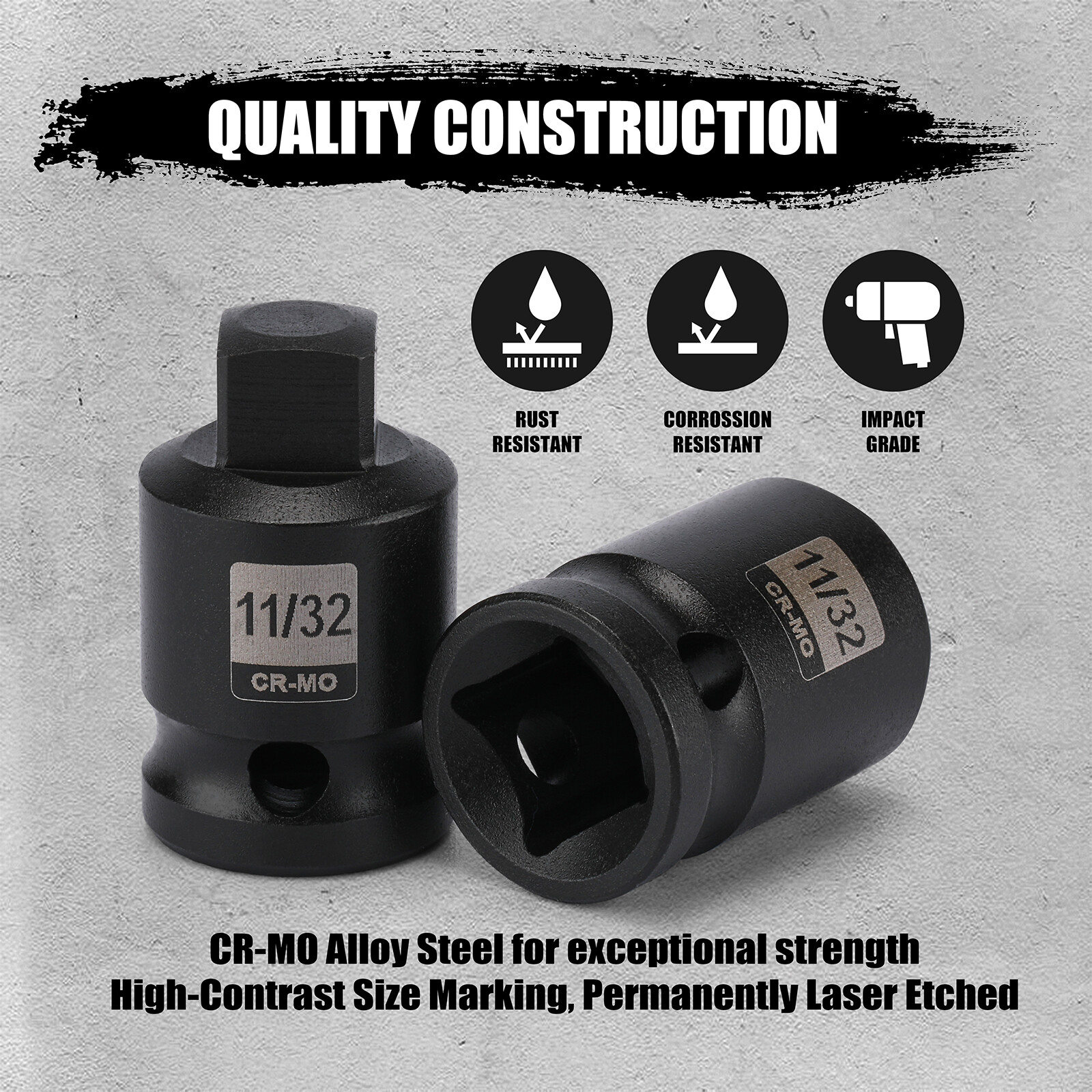 11PCS 3/8″ Drive Pipe Plug Socekt Set SAE CR-MO Tapered Male Square Drive