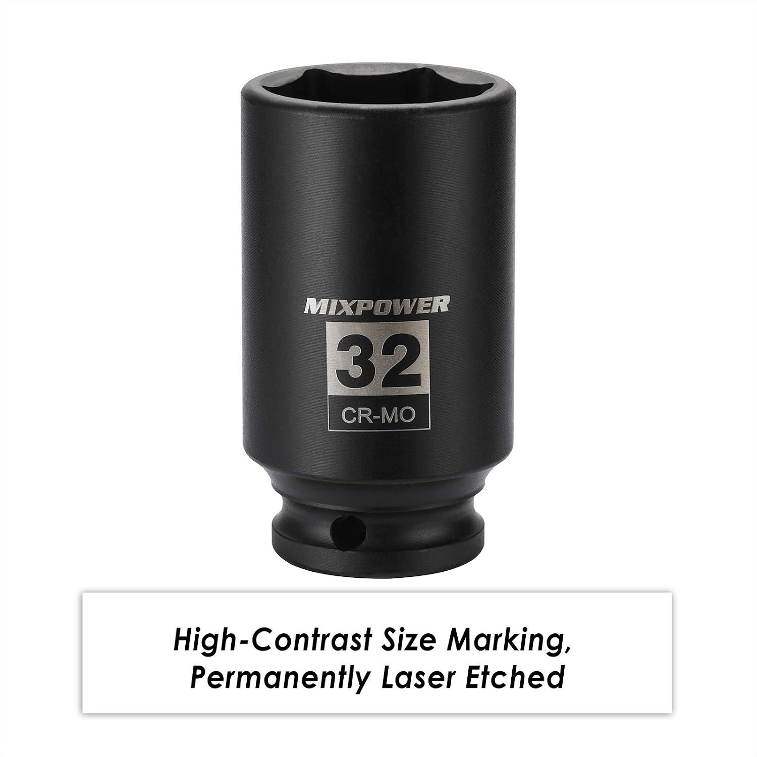 Professional Grade 1/2″ 32mm Axle Nut Socket, CR-MO with Black Phosphate Finish