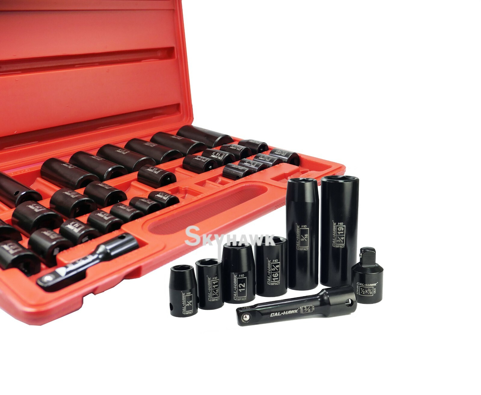 38pc 3/8″ & 1/2″ Dr SAE & Metric Deep & Shallow Impact Socket Adaptor Reducer