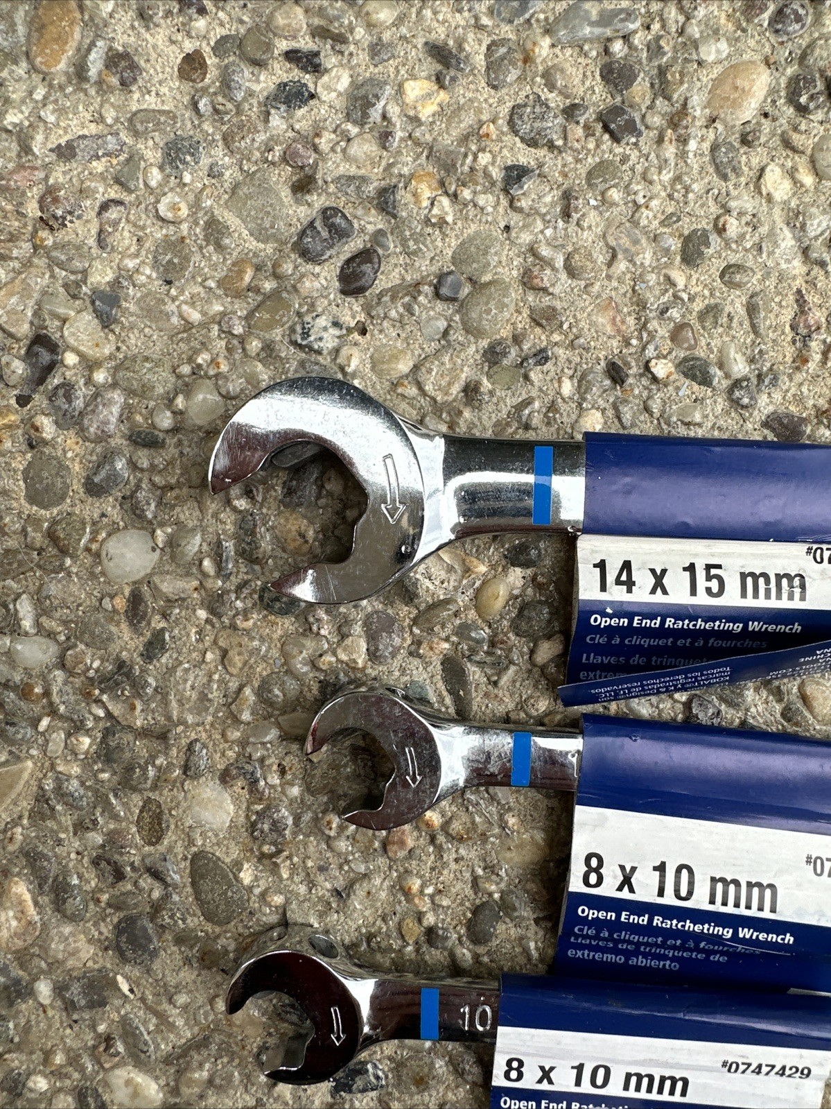 Lot Kobalt Metric Mixed Open End Ratcheting Wrench NEW 8 10 14 15 Gg1-d