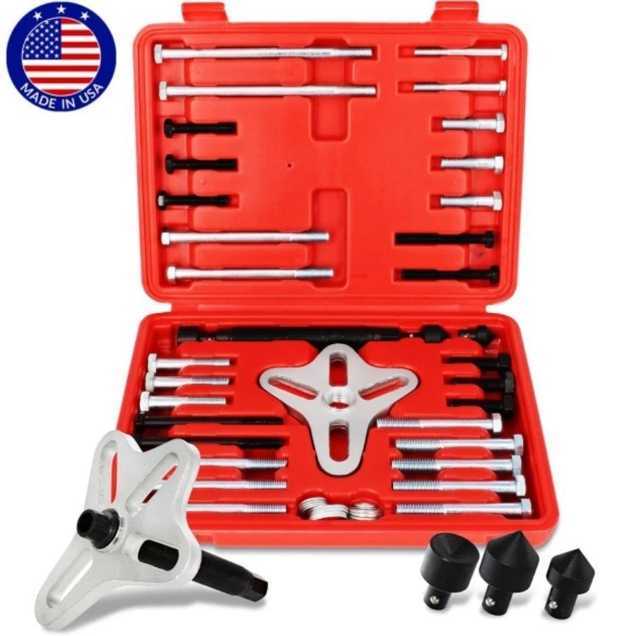 46pc Harmonic Balancer Puller Tool Set Gear Pulley Steering Wheel Removal