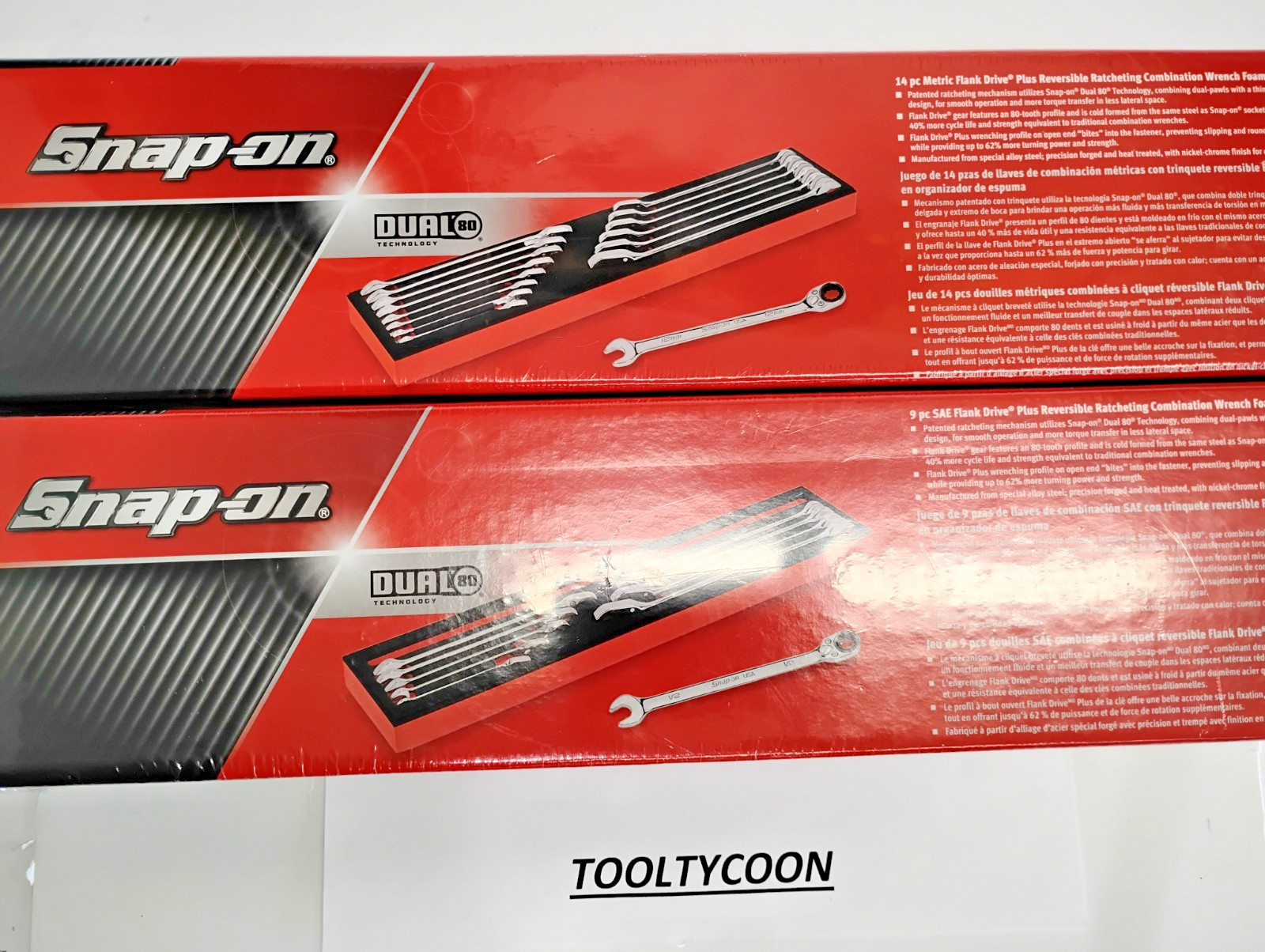 Snap-on Tools NEW 23pc Metric & SAE Reversible Ratcheting Combo Wrench Foam Set