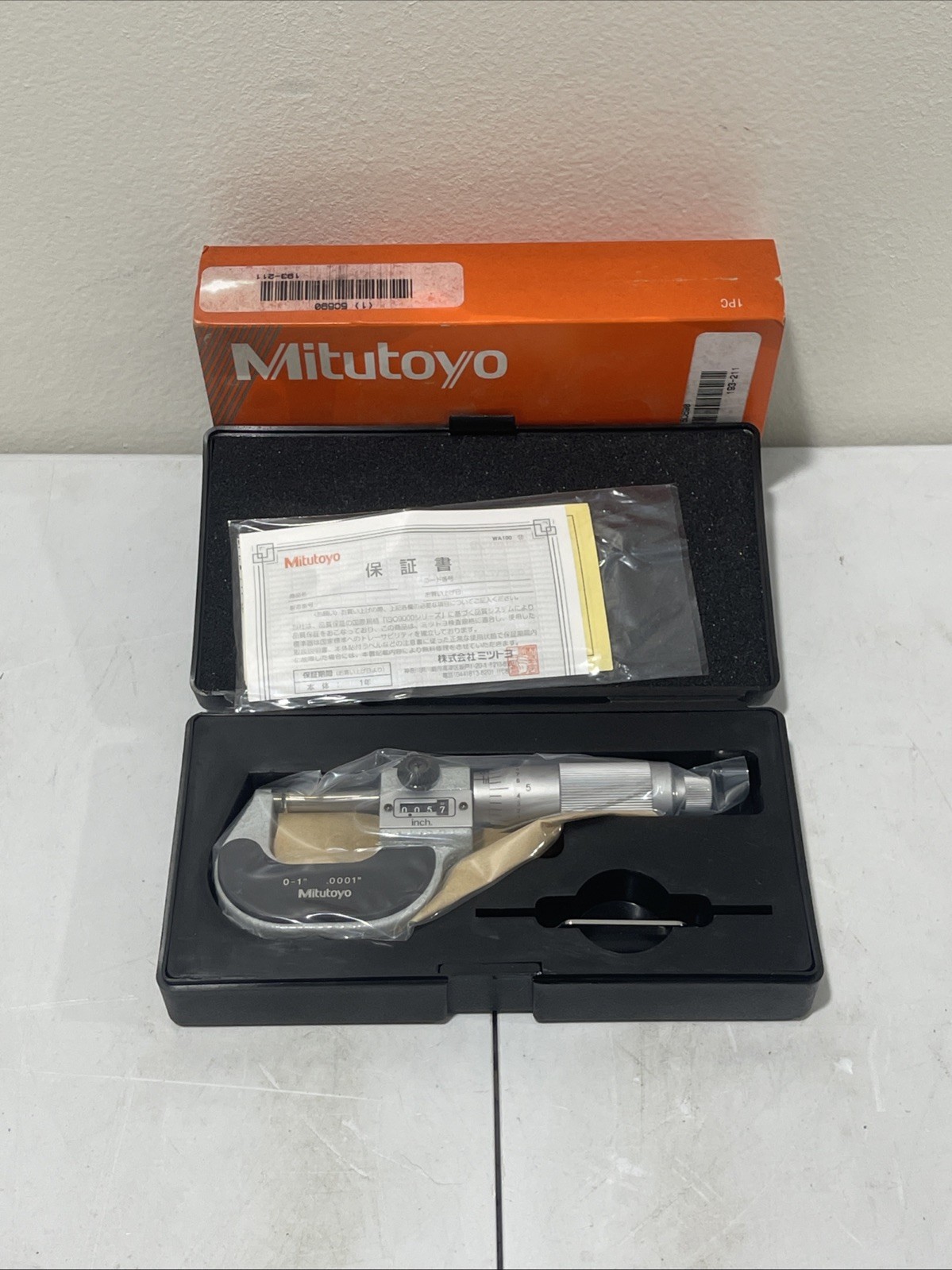 Mitutoyo 193-211 Mitutoyo 193 211 0 1″ Mechanical Outside Micrometer Analog