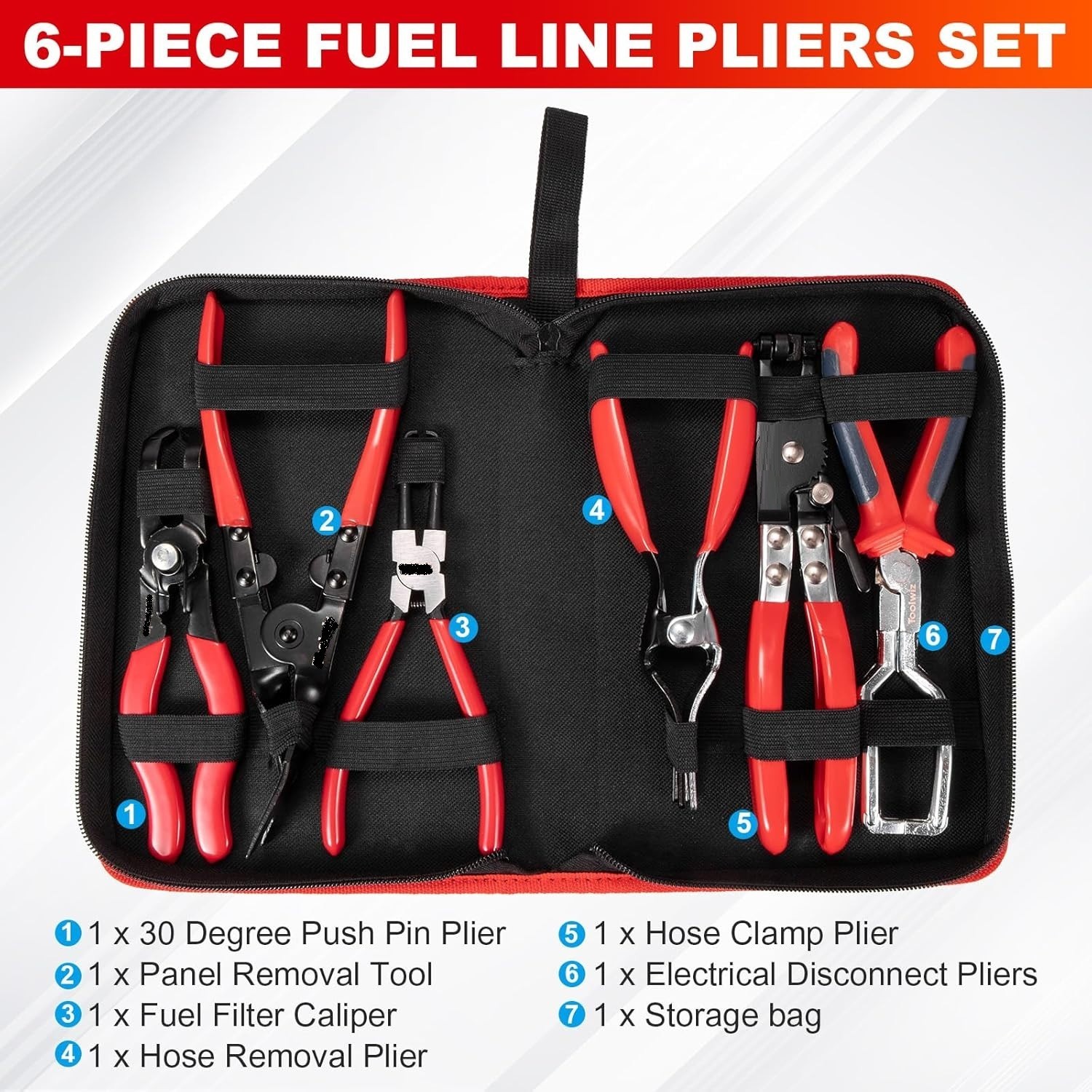 6pcs Fuel Line Pliers Set Hose Clamp Removal Tool Automotive Repair Kit