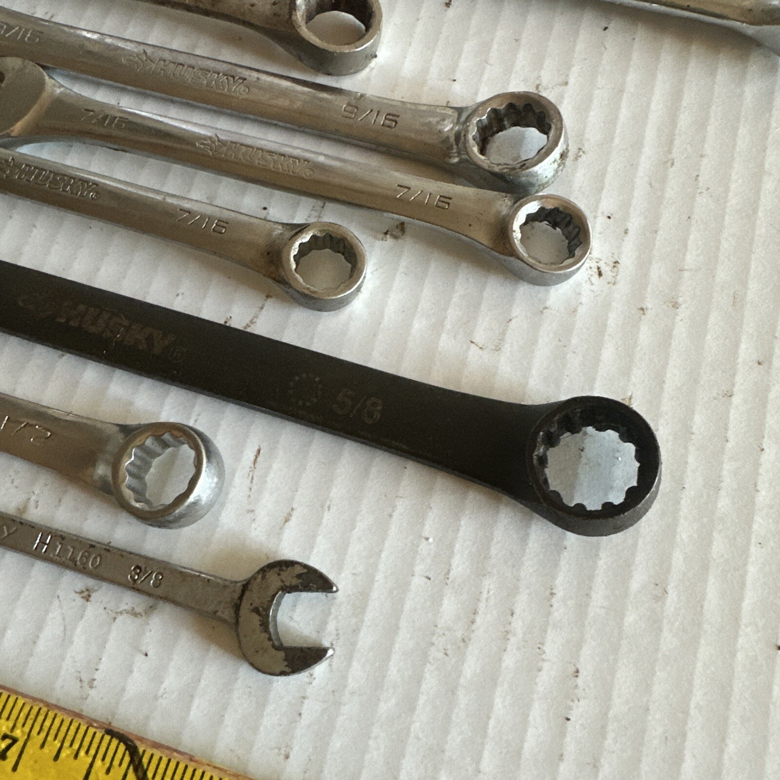 lot of 9 Husky wrenches Standard various sizes forged in U.S.A. drop steel VGC