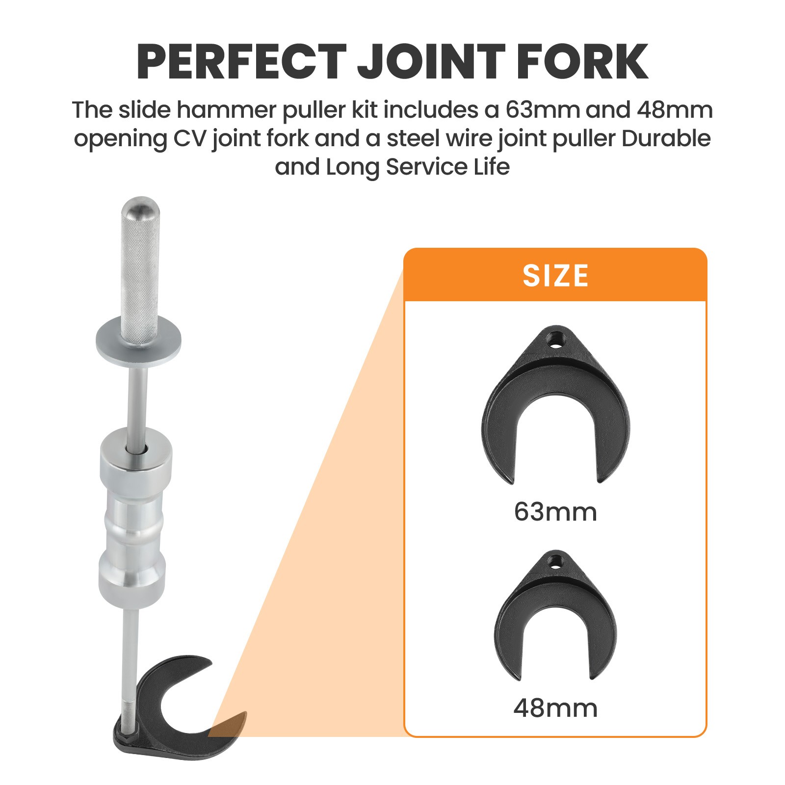 Inner CV Joint Puller Long Inner Axle Slide Hammer Removal Tool Silver＋Black