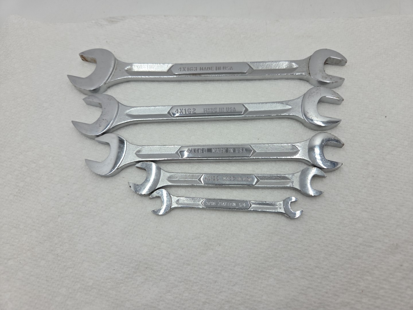 Vintage Dayton 5 Piece Open End Wrench Set – 1/4″ To 3/4″ No. 4X140 Made In USA