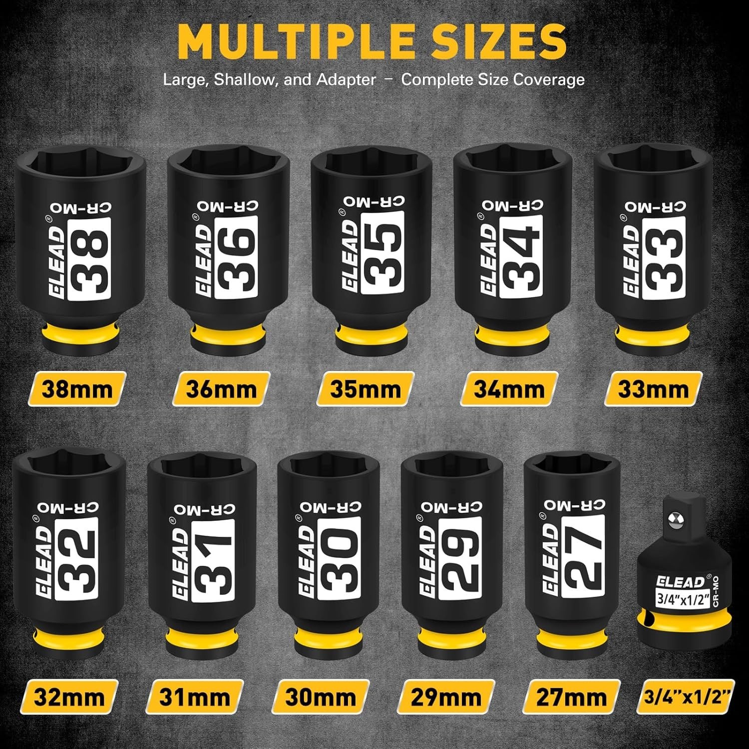 11-Piece Metric Deep Impact Socket Set – Perfect for Axle and Bearing Repairs