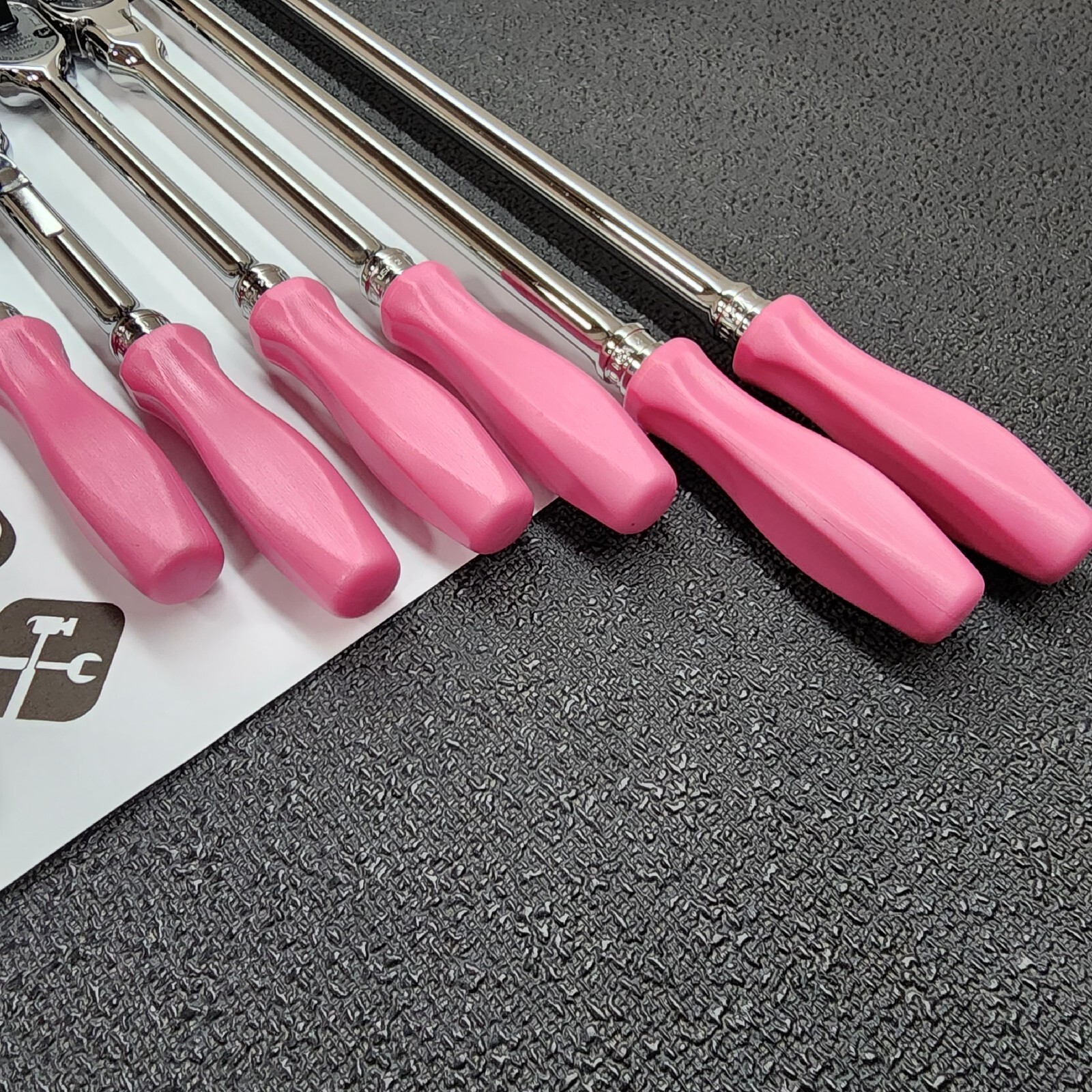 Snap-on Tools NEW 8pc PEARL PINK Hard Handle 3/8″ Drv Fixed Flex Ratchet Lot Set