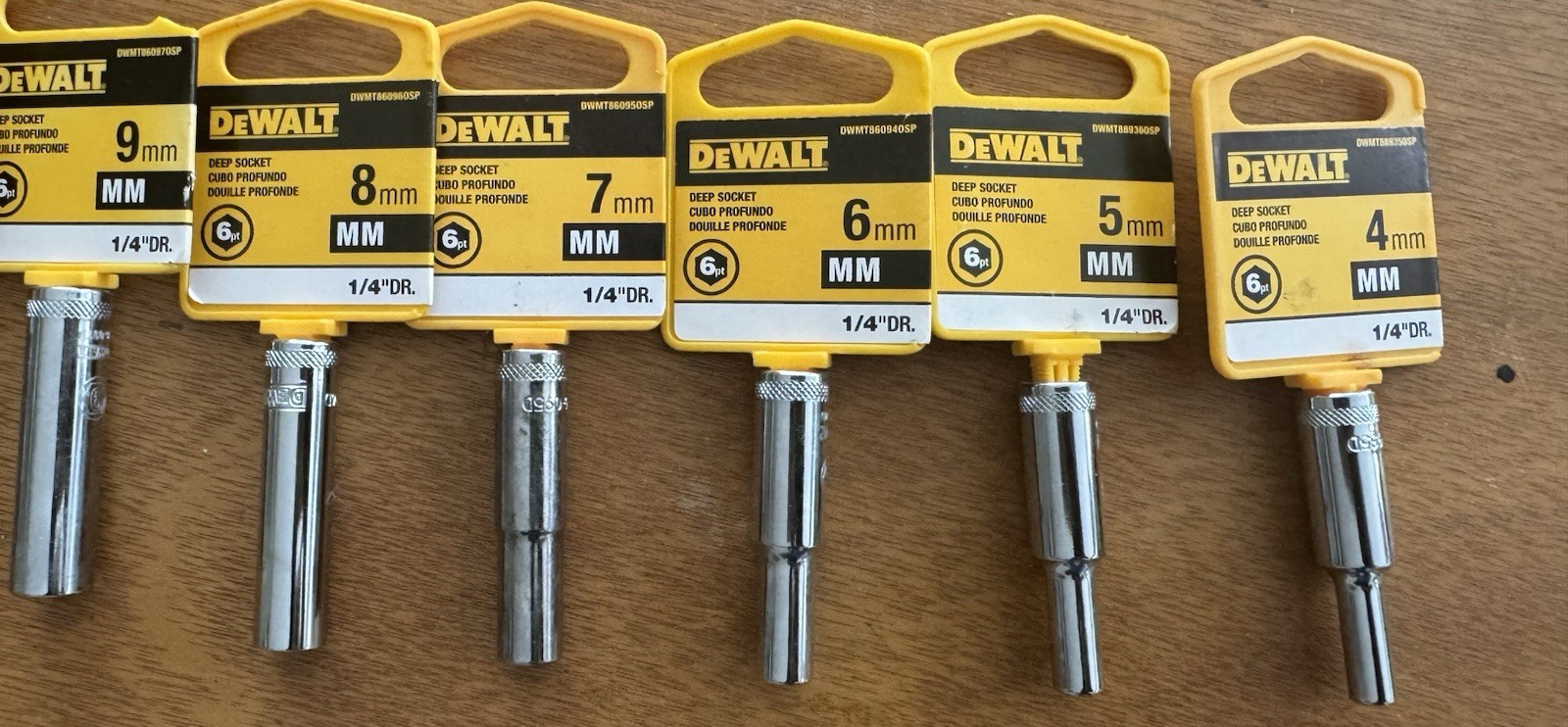 DeWalt 1/4” Drive Deep Socket Set Metric 6-Point 4mm–14mm DWMTB Series New
