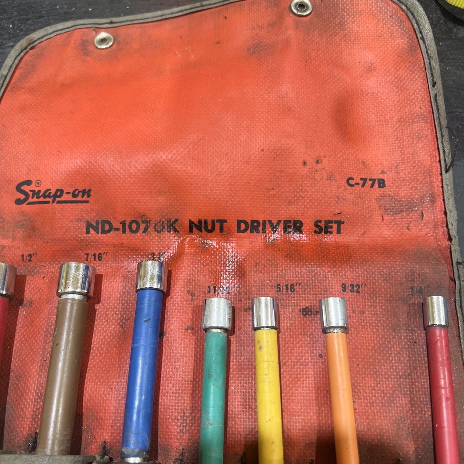Snap On 7pc Nut Driver Set SAE ND-107OK in C-77B pouch