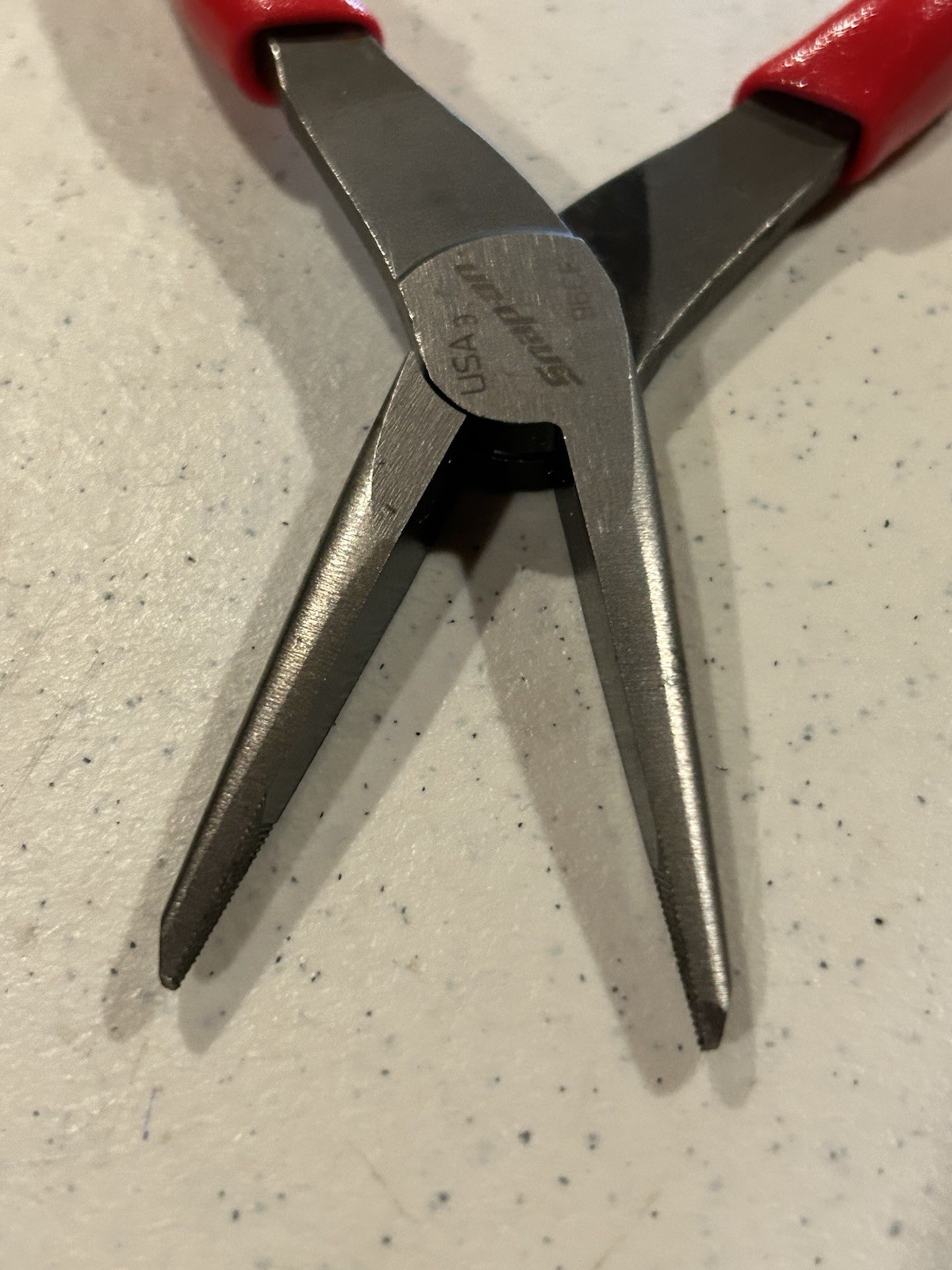 NOS. Snap On 8″ Needle Nose Pliers Red Soft Grip Handle 96CF USA