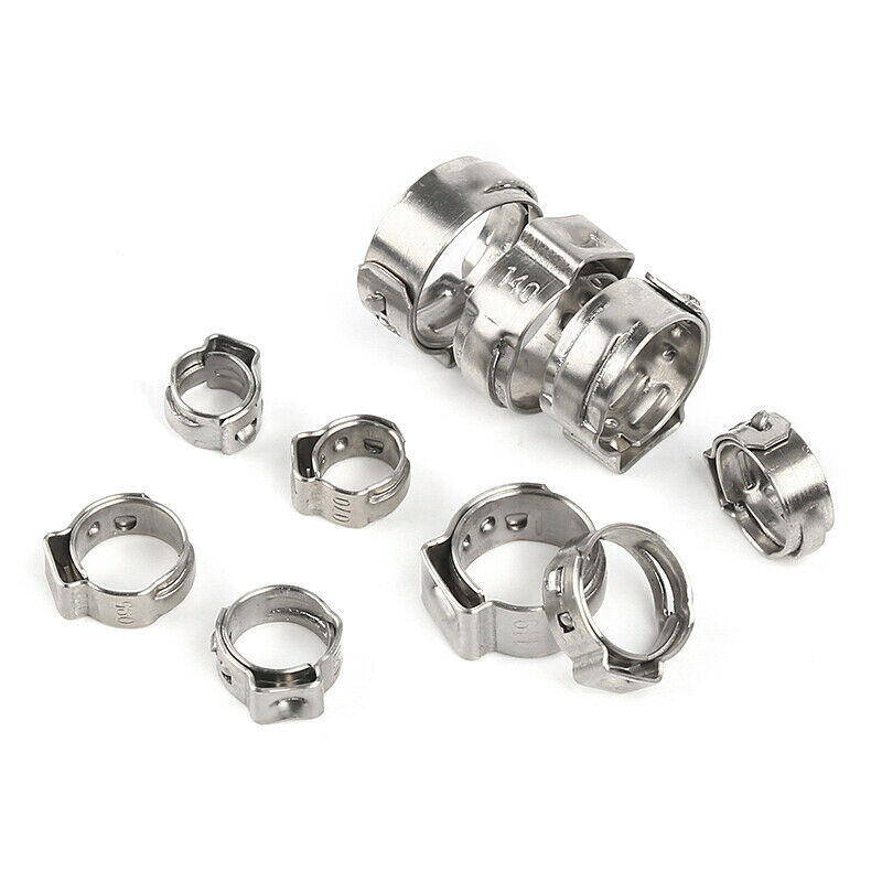130/100 Hose Clamp Single Ear Stainless Steel Clip Crimp Air Water Fuel Pipe Set