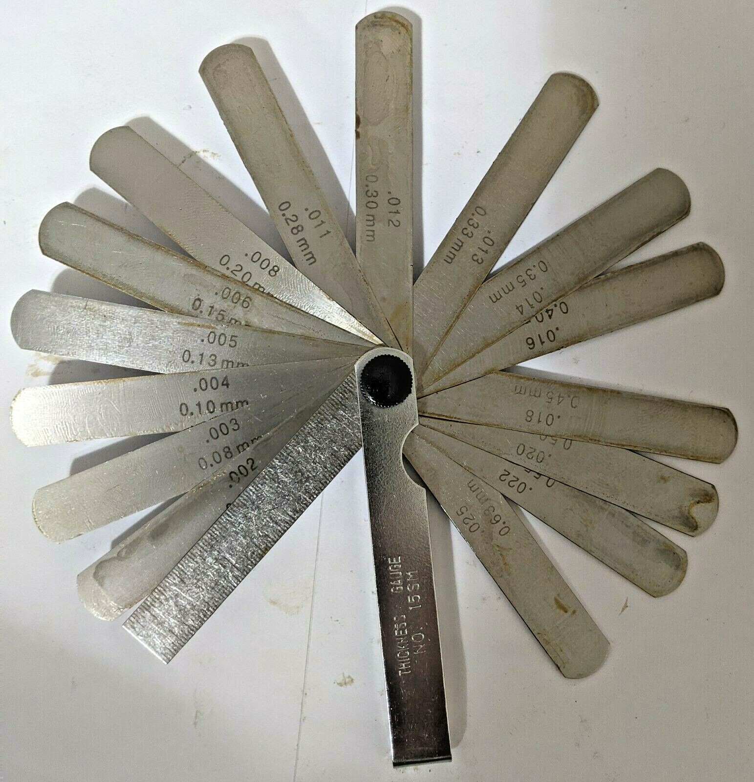 FEELER GAUGE SET | 3.00″ STEEL RULE | 15 BLADES .002 -.025 EMPIRE (QTY: 1) NOS