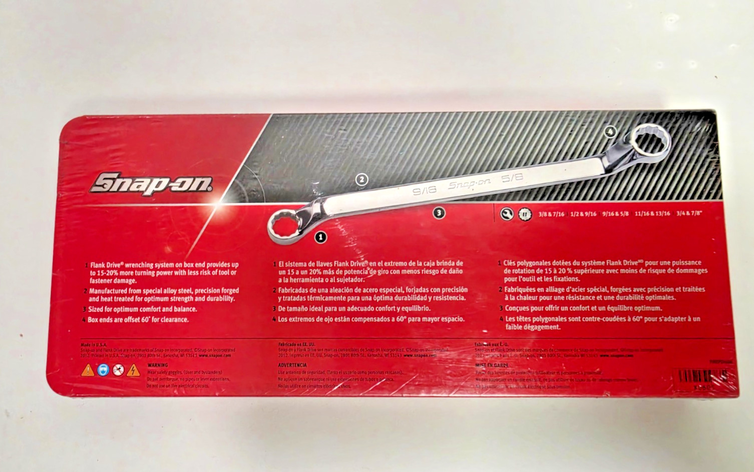 Snap-On XO605 5 Piece 12-Point SAE 60° Deep Offset Box Wrench Set 3/8″-7/8″ NEW!