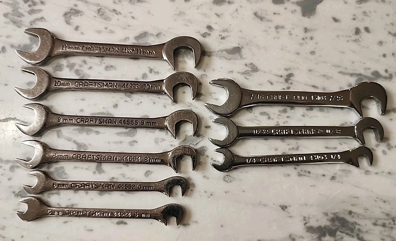 Craftsman Ignition Wrench Lot Of 9 Pcs Metric SAE 5 6 8 9 10 11 – 7/16 11/32 1/4