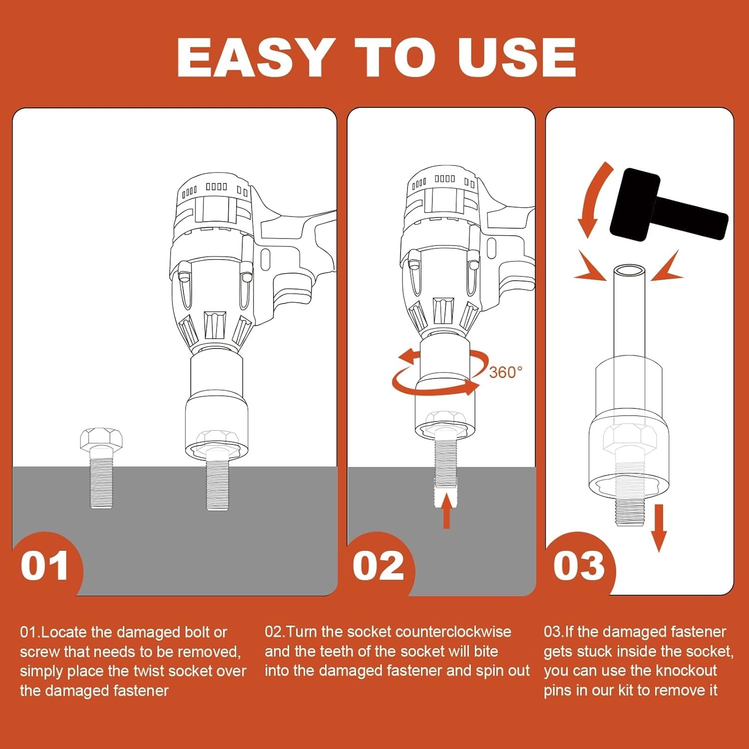 Lug Nut Removal Tool Set, 6-Piece Impact Twist Socket Kit$