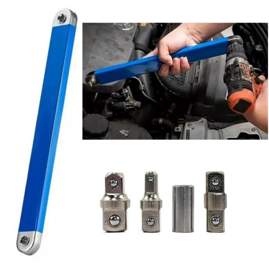 Offset Extension Wrench Set Ratchet Spanner Wrench With 4 Extender Adapter US