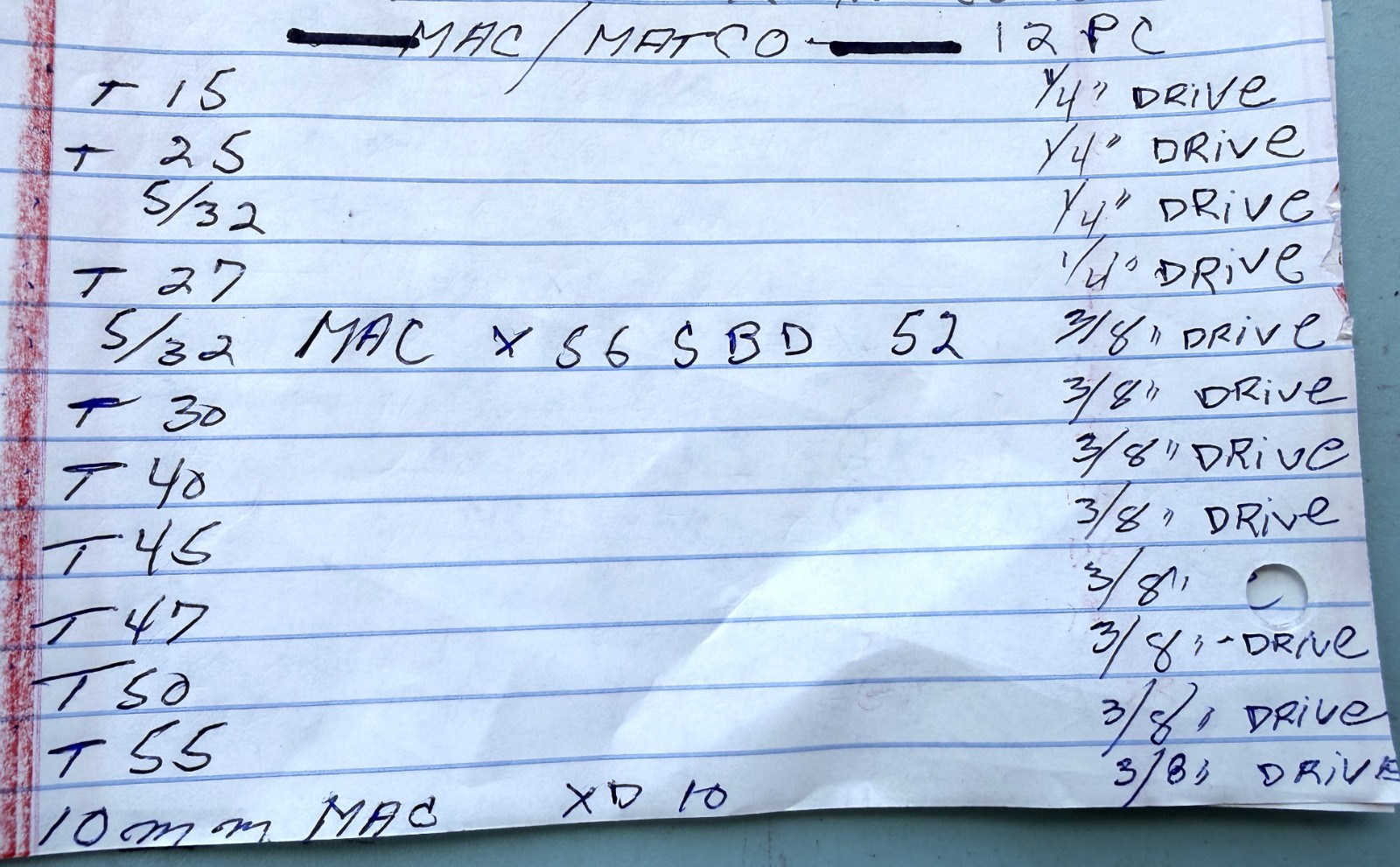 LOT OF 12 MAC/MATCO DRIVERS AS PICTURED & DESCRIBED