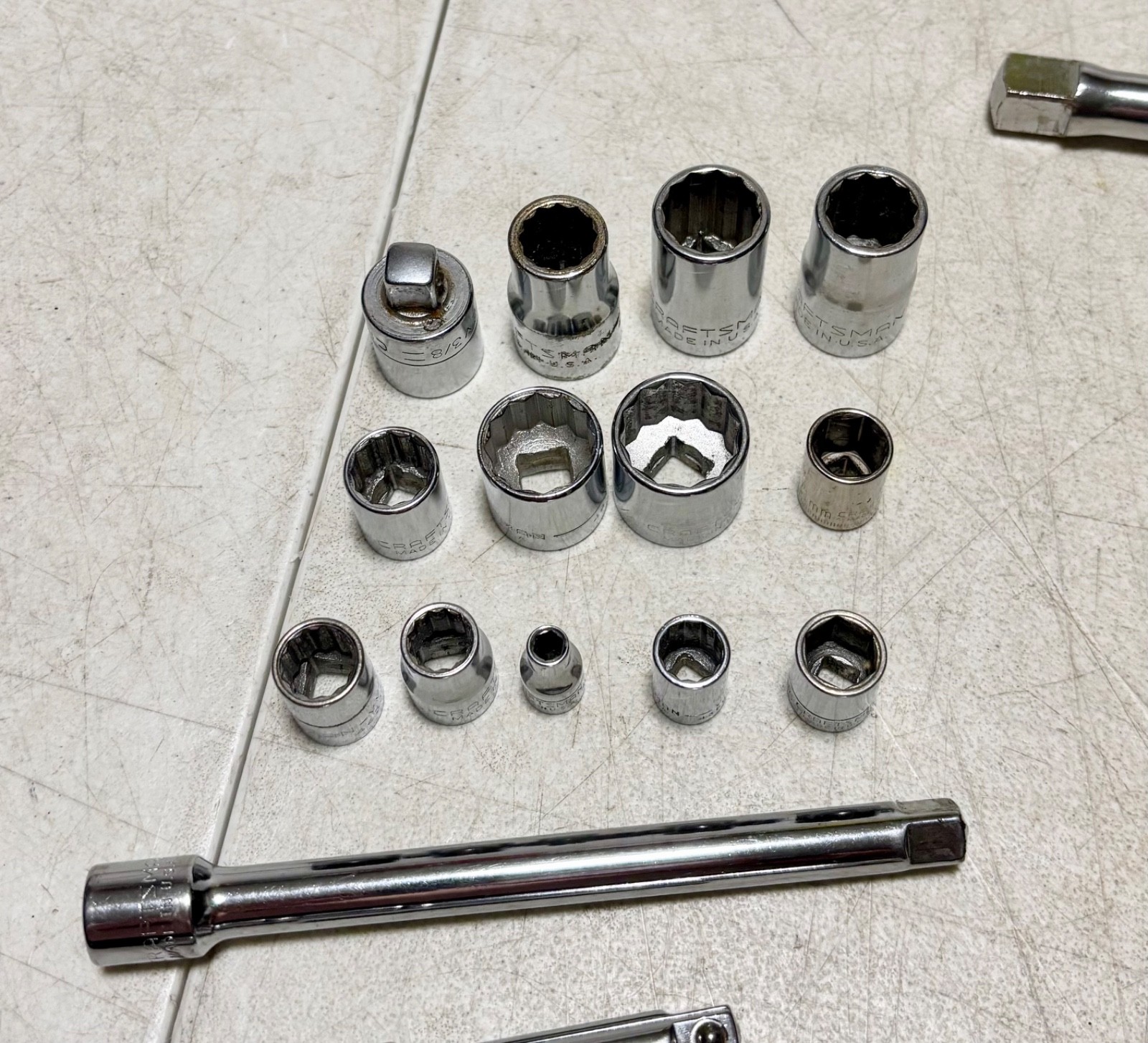 Mixed Lot Sockets Ratchet Extensions Craftsman Klein Snapon Apex & MISC 33 Piece
