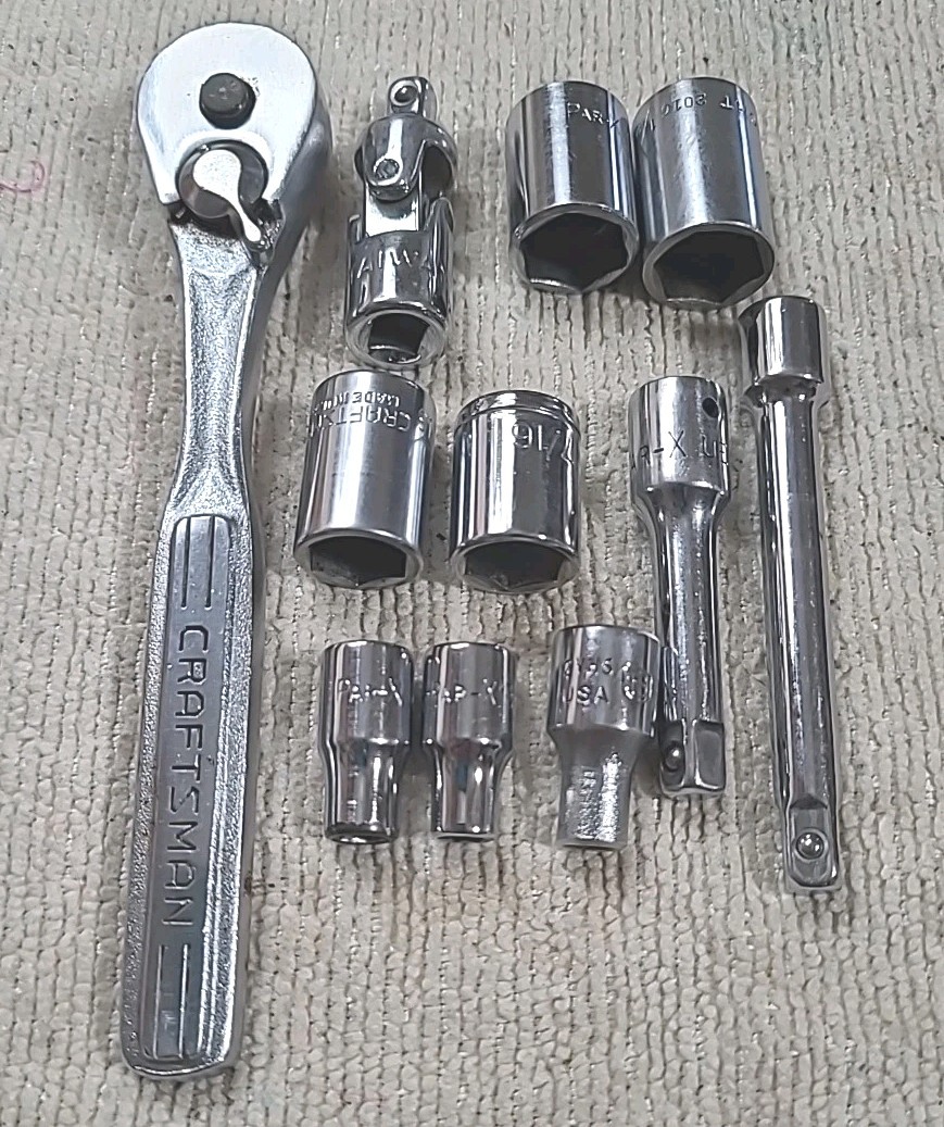 Craftsman Ratchet, Sockets 1/4″ Drive 43186 Tool Lot Par-x, Wright Etc