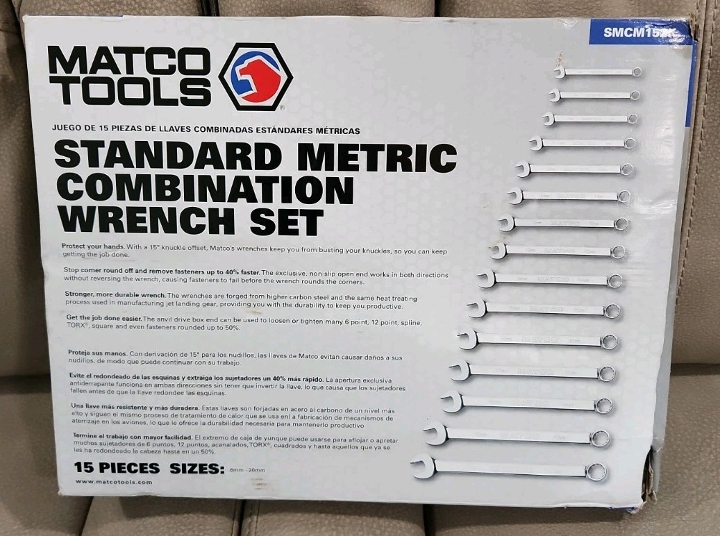 Matco tools SMCM152K 15pc Metric Combination Wrench Set 6-20mm Never USED