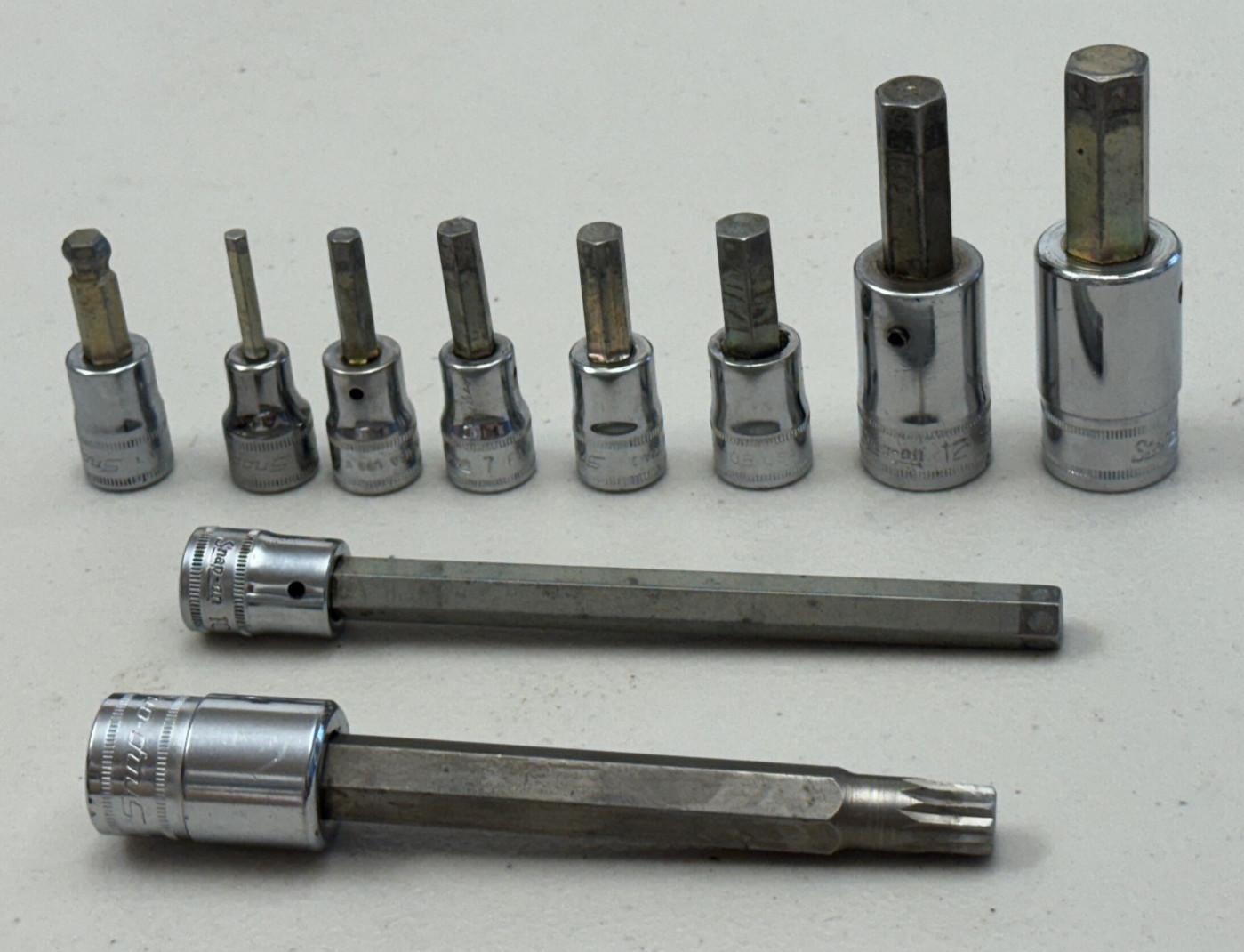 Snap-on 3/8 & 1/2 Dr Metric Bit Sockets ~ 17 Pieces Allen, Torx, Triple Square