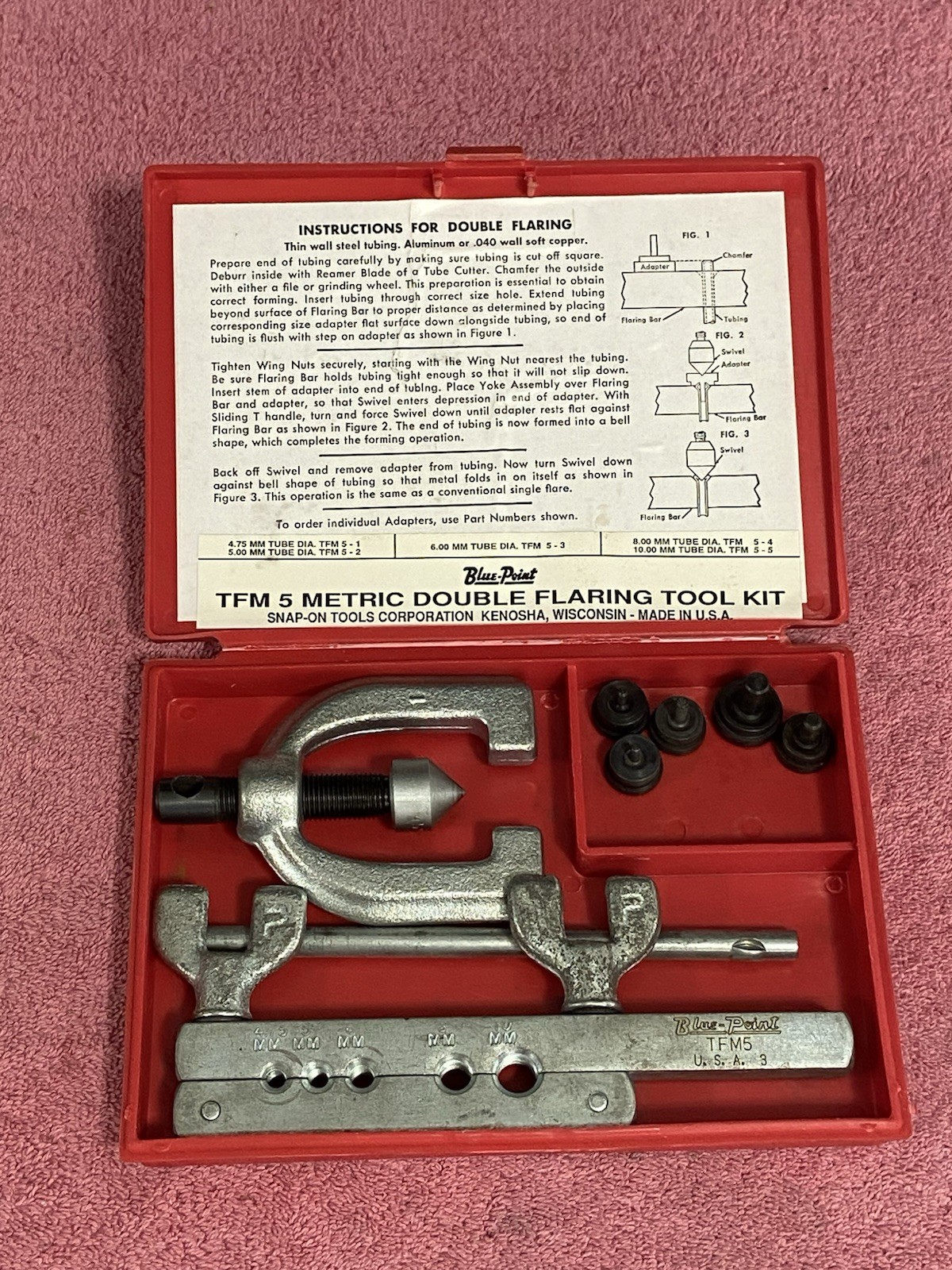 Snap On ( Blue Point ) TFM5 Metric Double Flaring Tool Kit