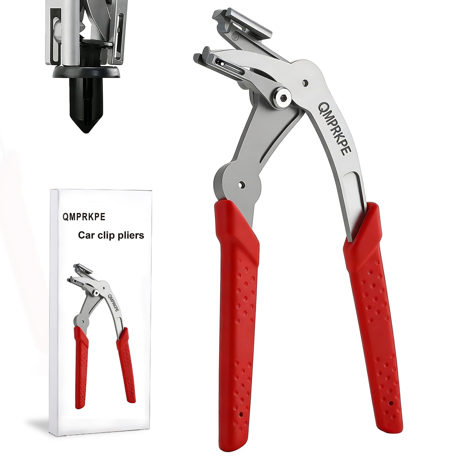 QMPRKPE Car Clip Pliers, 2026 Upgraded Spring-Loaded Panel Universal Fit, Red