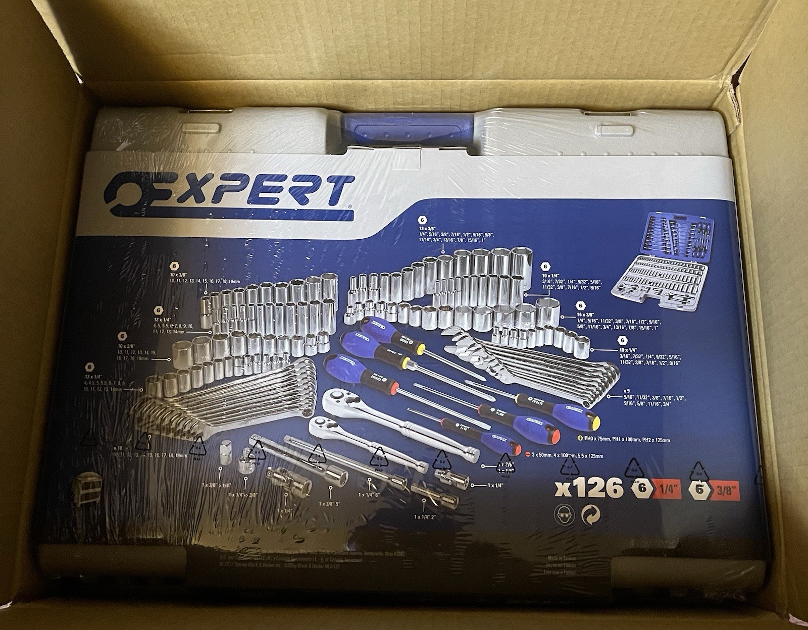 Expert Mac Tools E034835-US 126pc 1/4& 3/8”Dr Master Set -6&12pt*Full List Below