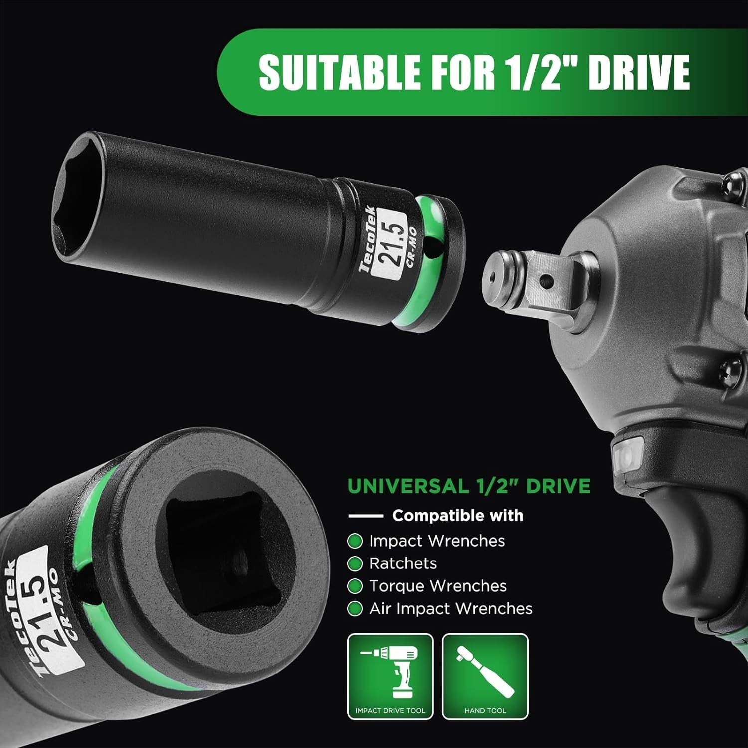 4-Piece Chrome Molybdenum Lug Nut Socket Set with Impact Wrench Compatibility