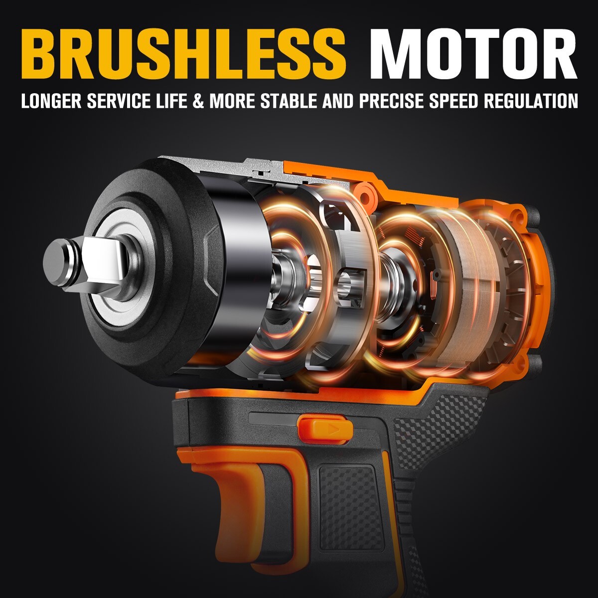 boen Cordless Impact Wrench 1/2 inch,600FT-LBS(800N.m),2200RPM High Torque,IW-75