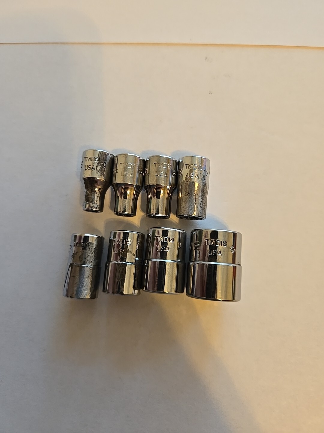 Snap On 1/4″ Drive 3/16″-7/16″ 9/16″ 12PT Shallow Chrome Sockets Lot Of 8