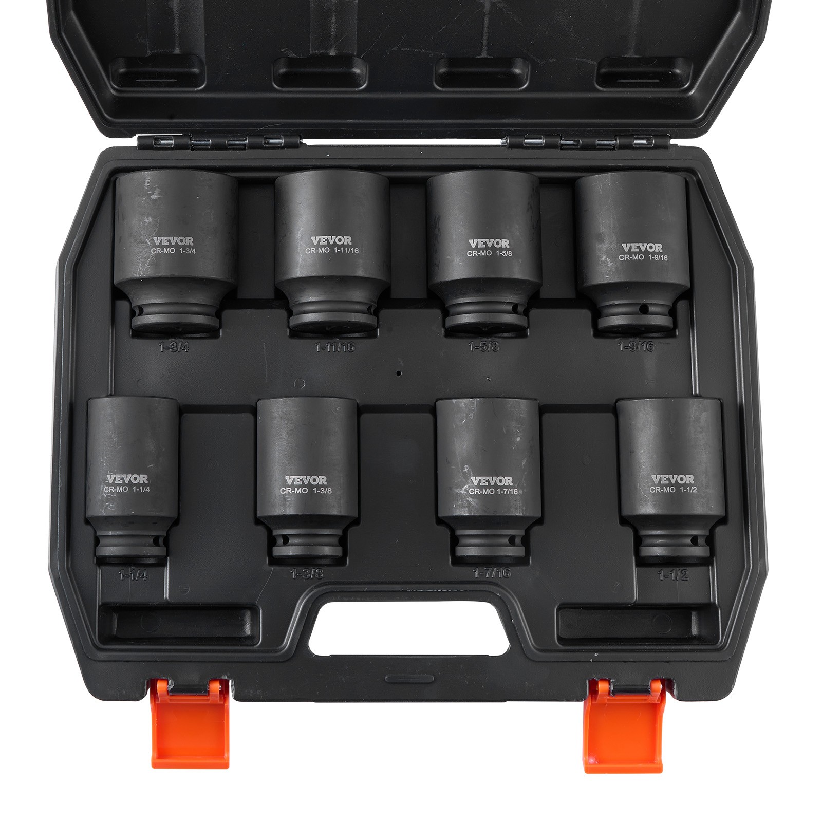 VEVOR Axle Nut Impact Socket Set 1/2″ Drive Deep 12-Point 8PCS Metric Nut Socket
