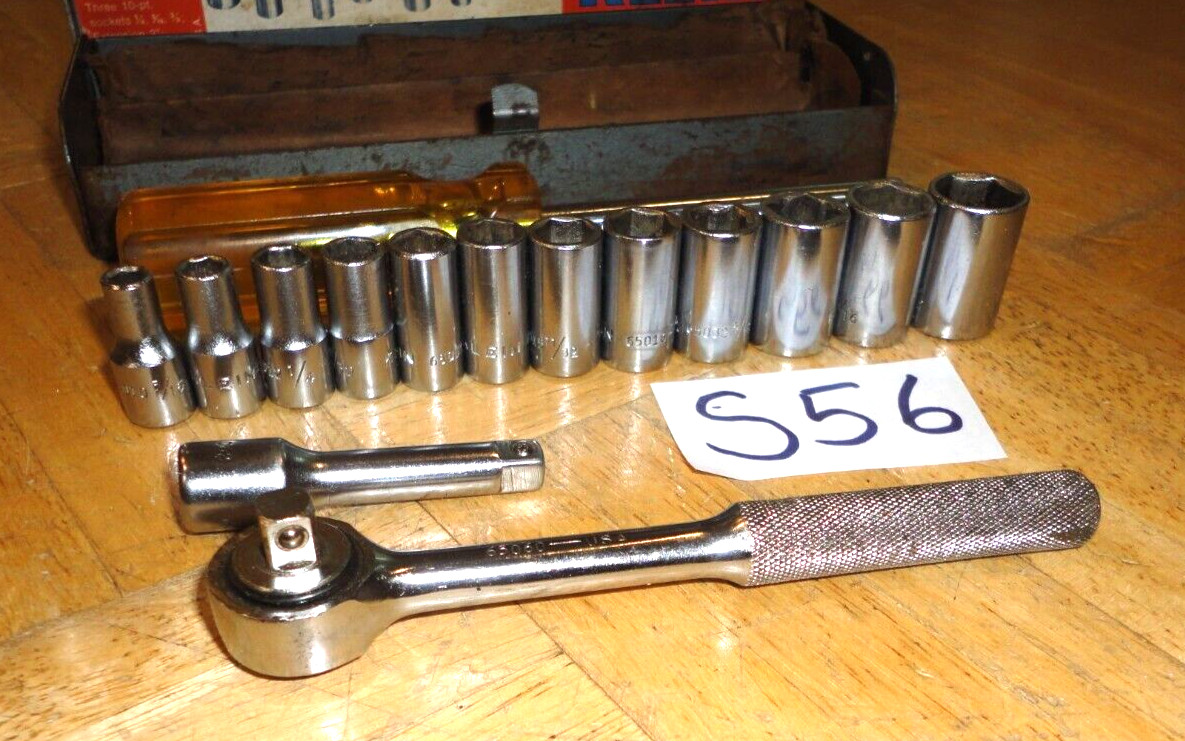 KLEIN TOOLS 16 PIECE 1/4 DRIVE GENERAL SERVICE SET 7 IN CASE 65001 VINTAGE 60’S