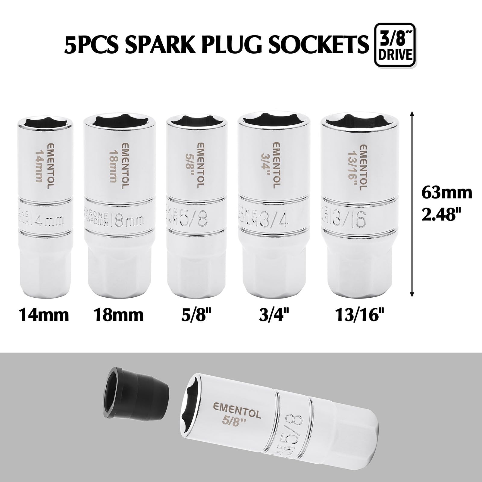 17PCS Socket Accessory Set – 1/4″ & 3/8″ Drive, Spark Plug Sockets, Extensions,
