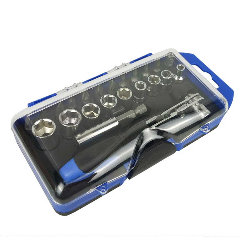 23X Multifunction Wrench Screwdriver Head Set Repair Ratchet Wrench Spanner US