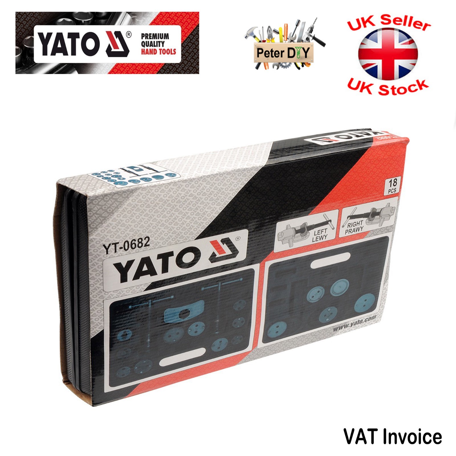 Yato Professional BRAKE REWIND DISC PAD CALIPER SERVICE TOOL KIT 18Pcs YT-0682