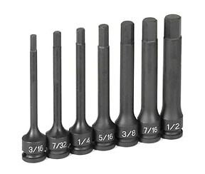 GREY PNEUMATIC 1247H 3/8″ Drive 7 Piece 4″ Length Fractional Hex Driver Set