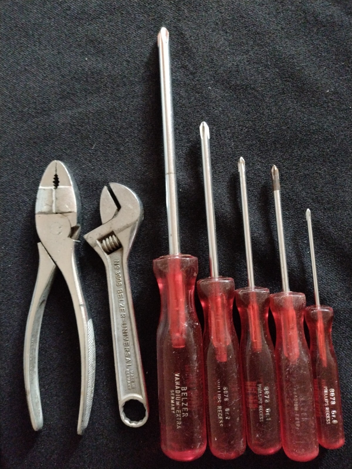BELZER 8078(GR.3, GR.2, GR.1, GR.0) PHILLIPS SCREWDRIVERS & WRENCH 6″ & Pliers