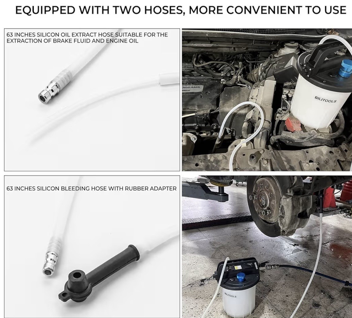 Universal One Person Pneumatic Brake System Clutch Fluid Bleeding Extractor Tool