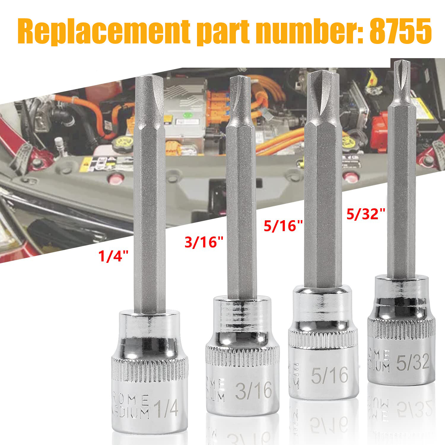 8755 Clutch Head Bit Socket Set for «Figure 8» Screws on Older Chevy Cars Trucks